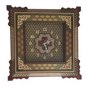 Handcrafted Persian Wooden Wall Clock – Khatam Marquetry Art, Ariyan