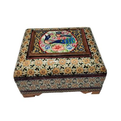 Handcrafted Wooden Jewelry Box with Persian Khatam Design - Kabiri