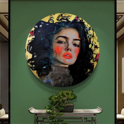 Persian Girl Wood Print Wall Art with Calligraphy Design