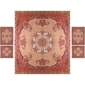 Persian Bedspread Set – Oriental Style Double Size with Termeh Fabric – Pink Laya
