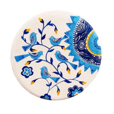 Hand-Painted Persian Pottery Decorative Display Plate, Ahoura II Persian Bird Design