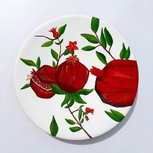 Decorative Pottery Wall Plate Hand-Painted Pomegranate