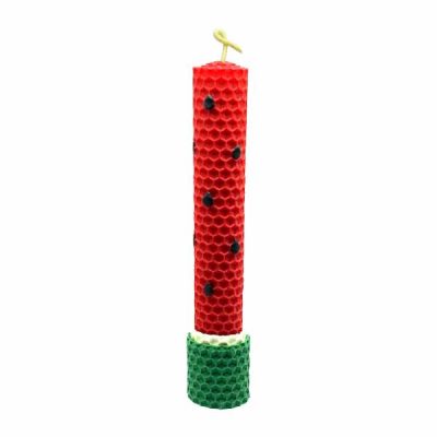 Persian Watermelon Beeswax Pillar Candle – Natural Yalda Night Decorative Candle