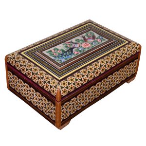 Handcrafted Wooden Jewelry Box with Persian Khatam Design – Ferdos