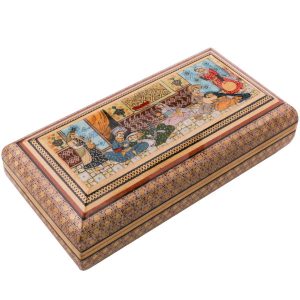 Handcrafted Wooden Jewelry Box with Persian Khatam Design – Mahtan