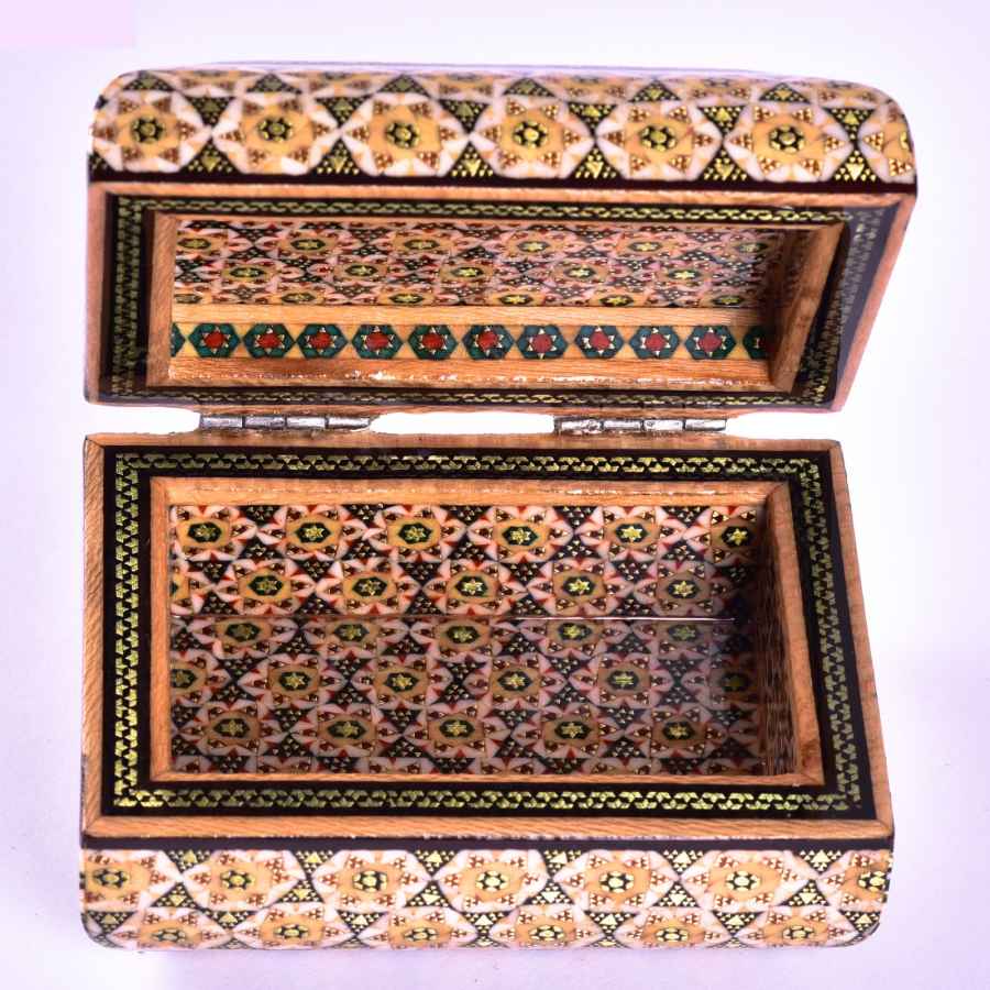 Handcrafted Wooden Jewelry Box with Persian Khatam Design – Majlesi