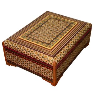 Handcrafted Wooden Jewelry Box with Persian Khatam Design – Ahoura