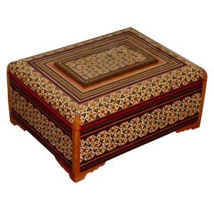 Handcrafted Wooden Jewelry Box with Persian Khatam Design – Ahoura II
