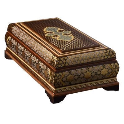 Handcrafted Wooden Jewelry Box with Persian Khatam Design - Aras