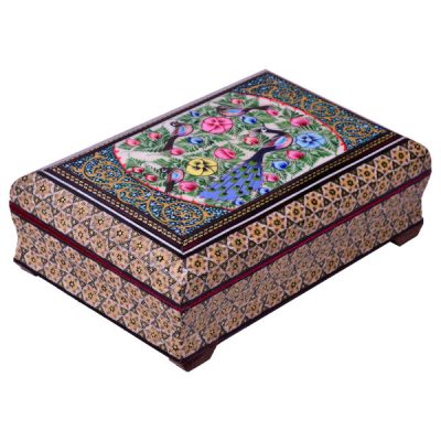 Handcrafted Wooden Jewelry Box with Persian Khatam Design - Caren