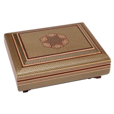 Handcrafted Wooden Jewelry Box with Persian Khatam Design - Goharan