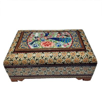 Handcrafted Wooden Jewelry Box with Persian Khatam Design - Karimi