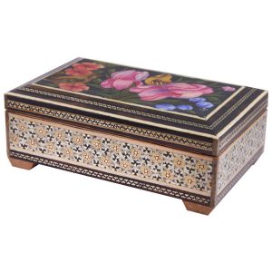 Handcrafted Wooden Jewelry Box with Persian Khatam Design – Nazgol