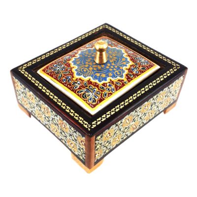 Handcrafted Wooden Jewelry Box with Persian Khatam Design - Saeidara
