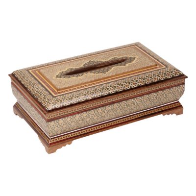 Handcrafted Persian Wooden Tissue Box Cover – Khatamkari Hamid
