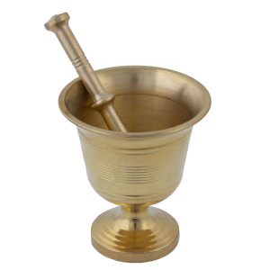 Brass Mortar & Pestle Set Traditional Persian Style Golzari