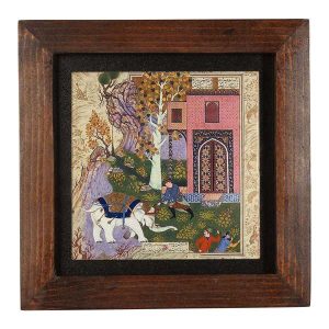 Decorative Persian Framed Tile – Shahnameh Inspired Pattern: Farahani