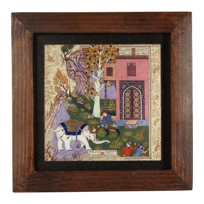 Persian Shahnameh Ceramic Art Tile – Farahani Traditional Iranian Artwork
