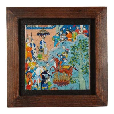 Persian Shahnameh Ceramic Art Tile with War Scene – Iranian Historical Wall Art