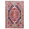 Hand-Knotted Persian Hamadan Rug (Traditional Garden Floral Medallion) - Navy Blue Wool