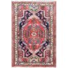 Hand-Knotted Persian Hamadan Rug (Traditional Garden Floral Medallion) - Navy Blue Wool