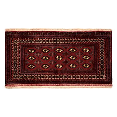 Hand-Knotted Persian Khorasan Tribal Rug (Bukhara Design Pattern) - Dark Red Wool