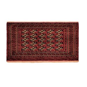 Hand-Knotted Persian Khorasan Kheshti Rug (Tribal Bukhara Design) – Red Wool