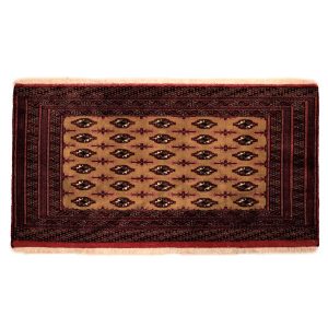 Hand-Knotted Persian Khorasan Tribal Rug (Bukhara Design Pattern) – Cream & Red Wool