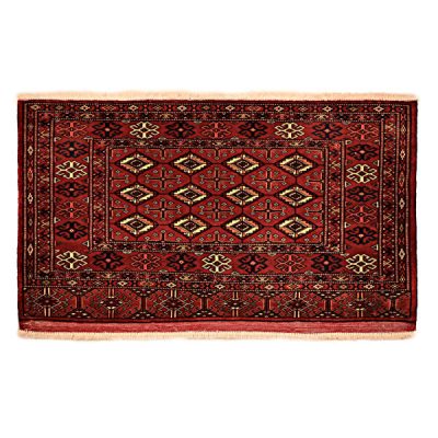 Hand-Knotted Persian Khorasan Tribal Rug (Traditional Bukhara Design) - Red Wool