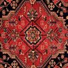 Hand-Knotted Persian Hamadan Nice Rug (Traditional Floral Medallion) - Black & Red Wool
