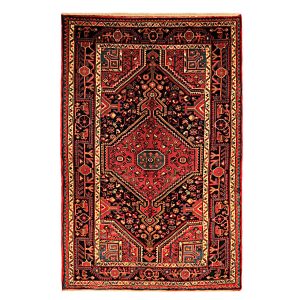 Hand-Knotted Persian Hamadan Bisheh Rug (Tribal Geometric Medallion) – Red Wool