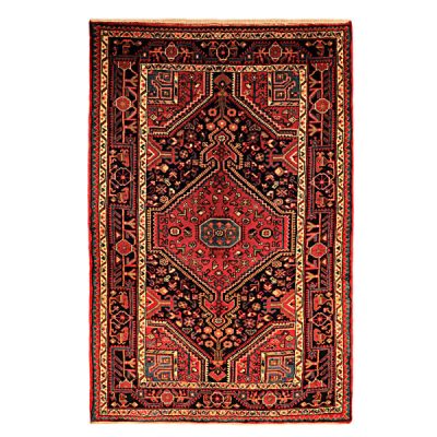 Hand-Knotted Persian Hamadan Bisheh Rug (Tribal Geometric Medallion) – Red Wool