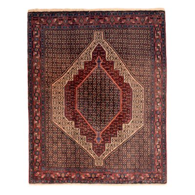 Hand-Knotted Persian Kurdistan Rug (Tribal Mahi Medallion / Herati) - Brown Wool