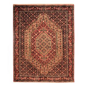 Hand-Knotted Persian Kurdistan Rug (Tribal Mahi Medallion / Herati) – Brown Wool