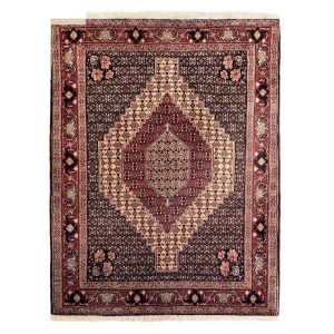 Hand-Knotted Persian Kurdistan Rug (Tribal Mahi Medallion / Herati) – Brown Wool