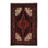 Hand-Knotted Persian Hamadan Arami Rug (Tribal Geometric Medallion) - Brown & Red Wool