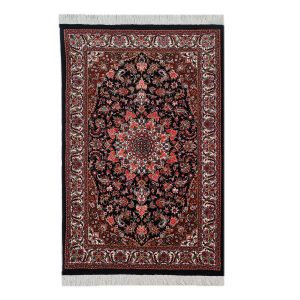 Hand-Knotted Persian Bijar Ghajar Rug (Iron Rug Classical Floral Medallion) – Black Silk & Wool