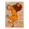 Hand-Knotted Persian Golden Lion Motif Gabbeh Rug - Cream Wool