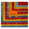 Hand-Knotted Persian Pictorial Gabbeh Rug - Cat Motif in Blue & Red Wool