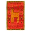 Hand-Knotted Persian Lion Motif Gabbeh Rug - Orange Wool