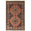 Hand-Knotted Persian Hamadan Kimiya Rug (Tribal Floral Medallion Design) - Cream Wool