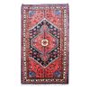 Hand-Knotted Persian Hamadan Flowers Rug (Tribal Geometric Medallion) - Red Wool