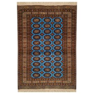 Hand-Knotted Persian Turkmen Dalan Rug (Tribal Bukhara Design Pattern) – Brown Wool
