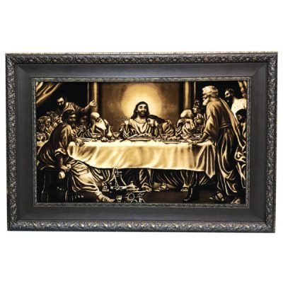 Hand-Knotted Persian Silk Pictorial Wall Hanging Rug – The Last Supper, Tabriz