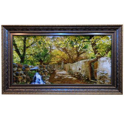 Hand-Knotted Persian Silk Pictorial Wall Hanging Rug – Silva Rural Landscape, Tabriz