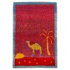 Hand-Knotted Persian Pictorial Gabbeh Rug - Camel Motif in Red Wool