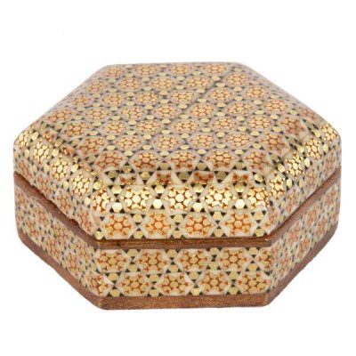 Handcrafted Wooden Jewelry Box with Persian Khatam Design - Honarlux