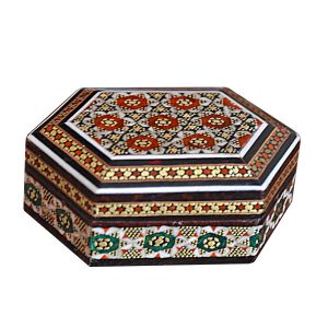 Handcrafted Wooden Jewelry Box with Persian Khatam Design – Milan