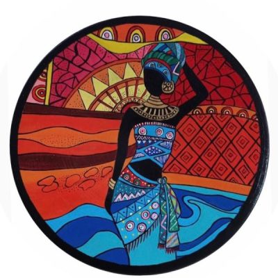 Hand-Painted Rajasthani Pottery Decorative Display Plate, Gypsy Lady Design