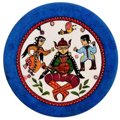 Hand-Painted Rajasthani Pottery Decorative Display Plate, Traditional Indian Artistic Design